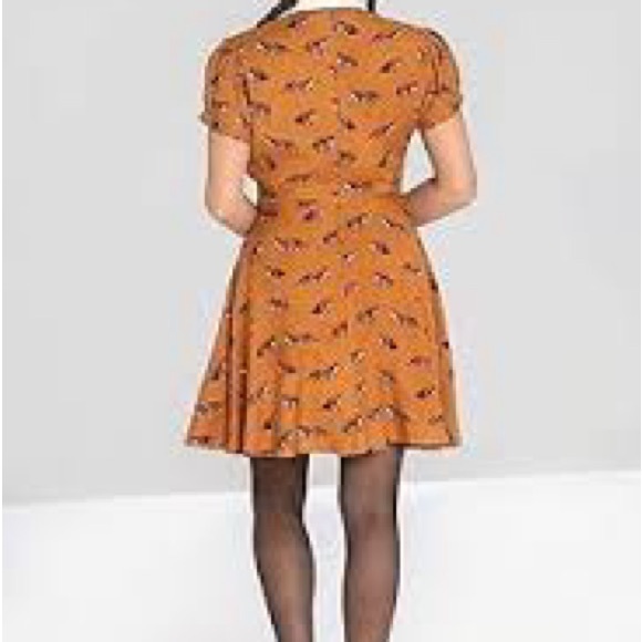 Hell Bunny orange fox print mini dress - Picture 2 of 5
